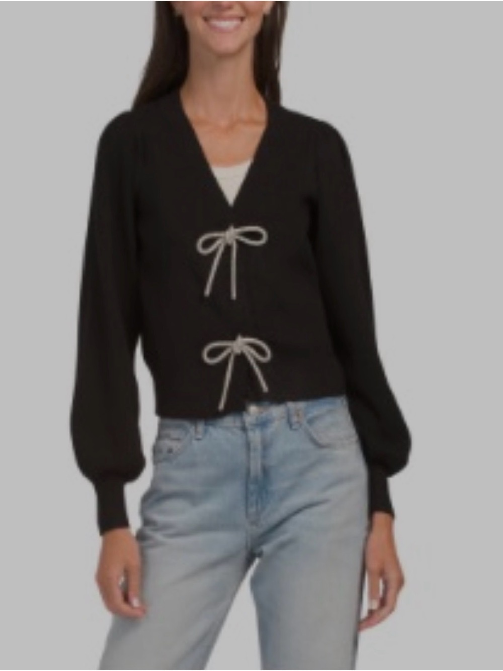 Belldini Black V-Neck Tie-Front Cardigan